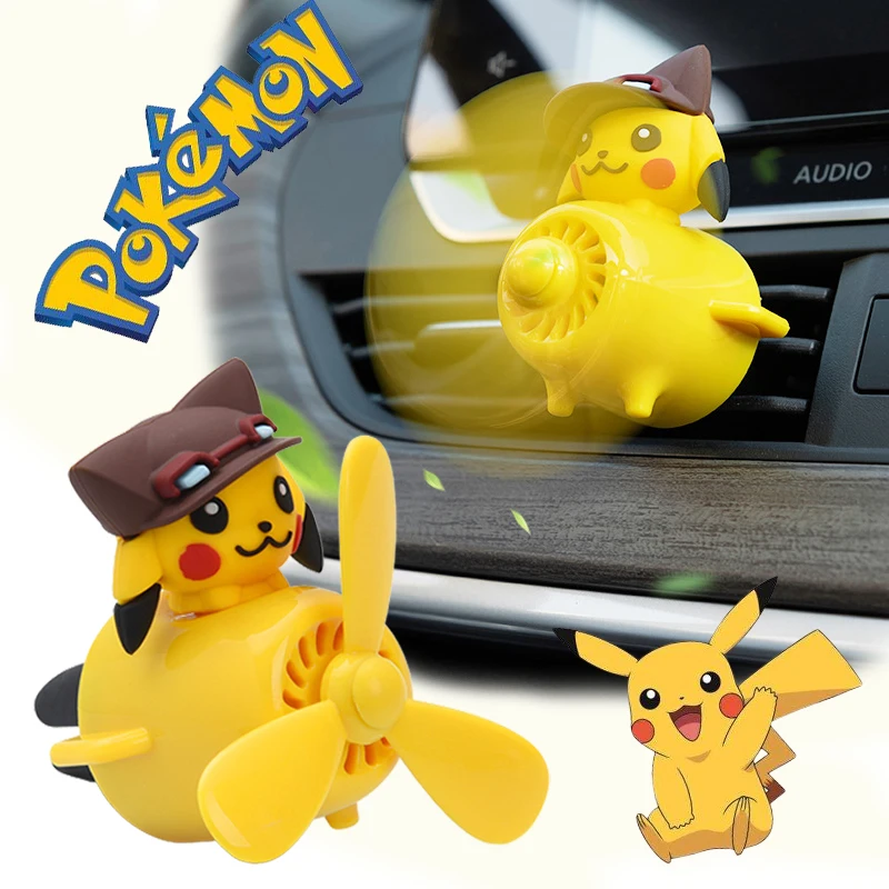 Pokemon Pikachu Auto Lufterfrischer Cartoon Anime Rotierenden Propeller  Export Solid Duft Auto Teile Vent Parfüm Diffusor Nette - AliExpress