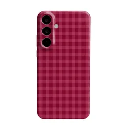 Red Retro Grid Pattern Hard PC Back Cover Phone Case - Galaxy S23 Ultra (JSS237)