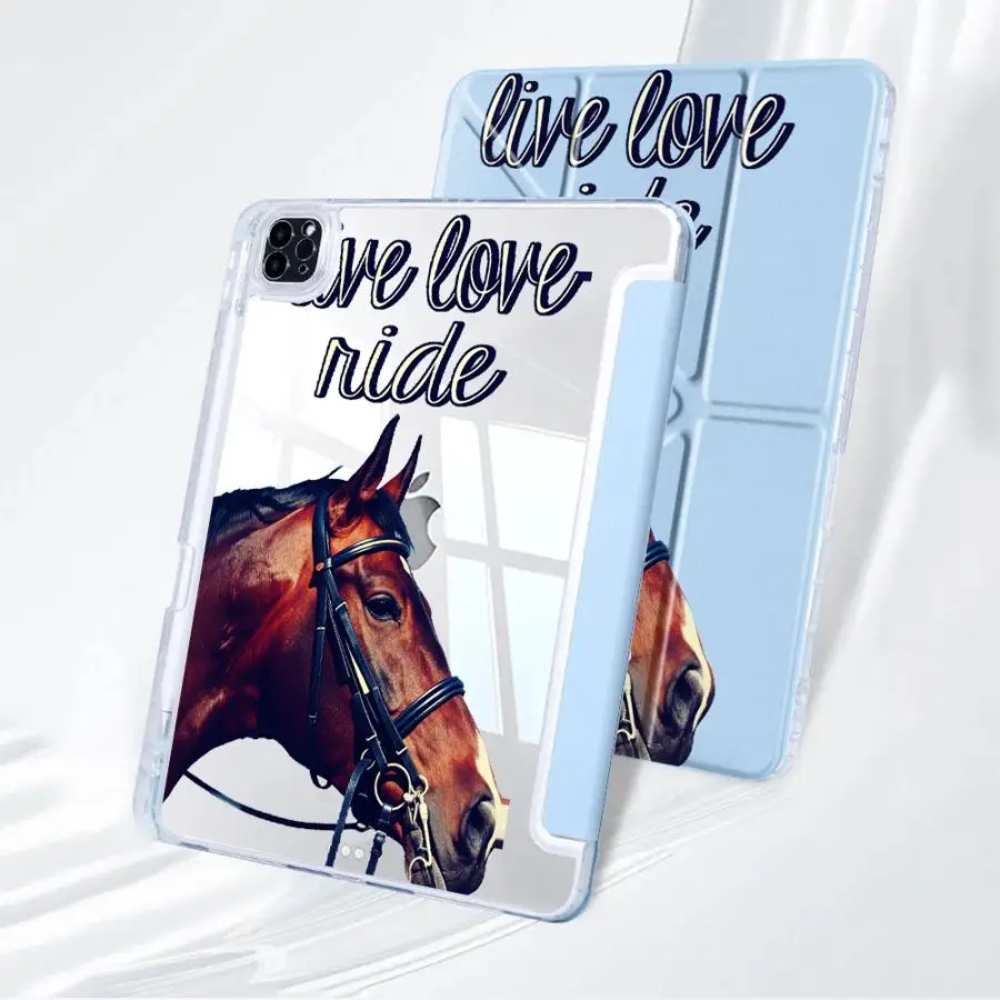 Premium Y-Fold Tablet Case with Horse Design and Holder Feature