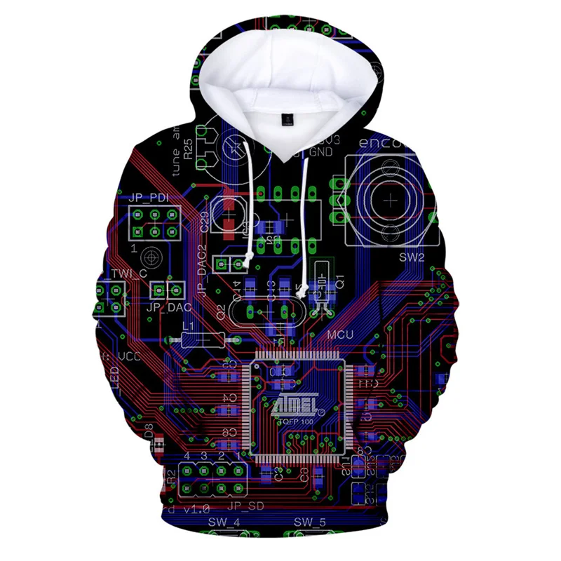 Sudadera con capucha con estampado de placa de circuito 3D Flipper Zero Hacker, sudadera con capucha gráfica, suéteres de moda para niños, ropa Harajuku para hombres, sudaderas con capucha