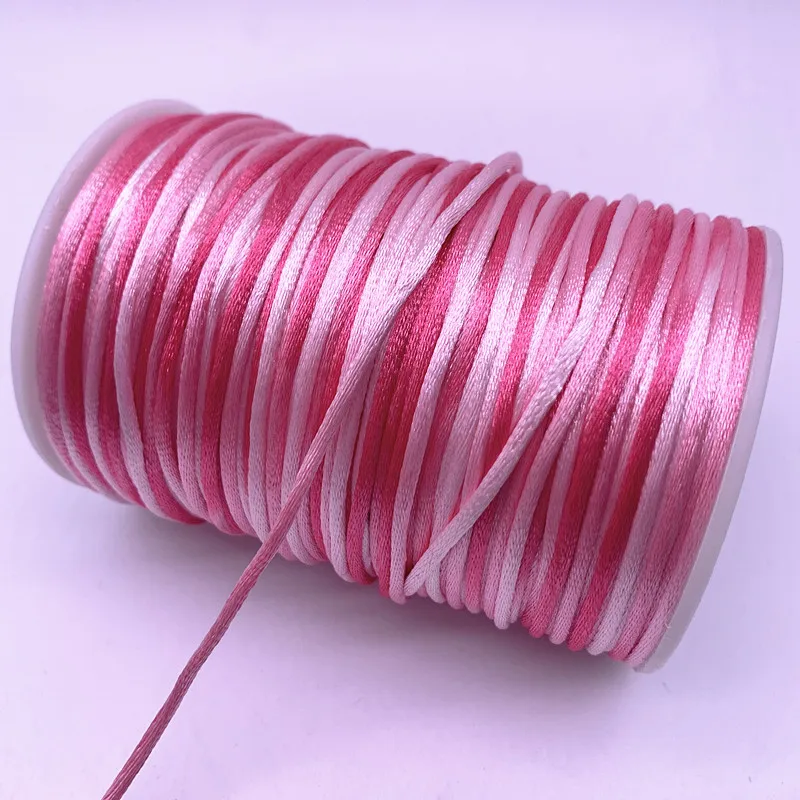 Cord 5yards 2.0mm Gradual Change Colourful Chinese Knot Line Silk Satin Nylon DIY Handmade Knitting String
