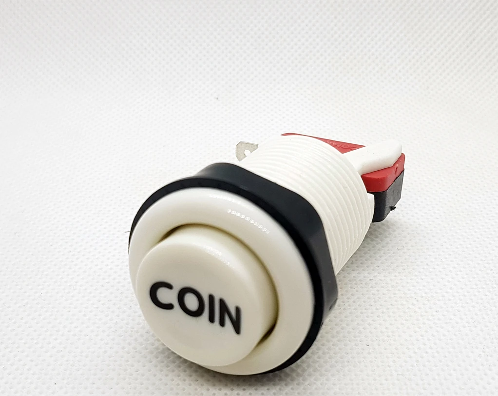 Pulsante Arcade Moneta Ricreativa Bianca Concava American Bartop 28Mm 33Mm
