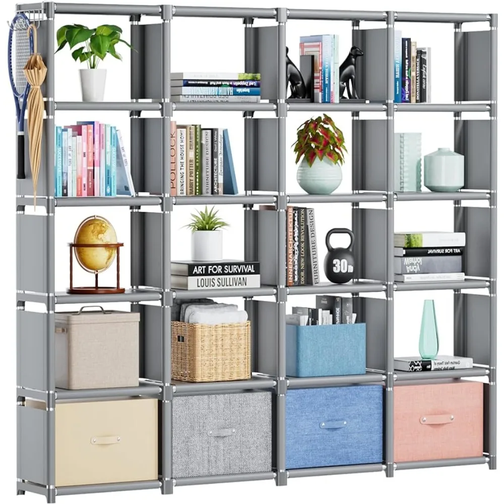 

Mavivegue Book Shelf, 20 Cube Storage Organizer, DIY Bookcase, Cube Bookshelf,Tall Book case for Bedroom, Living Room,Office