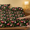1pcs Flamingo Banana Pattern Brushed Fitted Sheet, Printed Bed Cover For Bedroom,Bedding (Excluding Pillowcases) 3