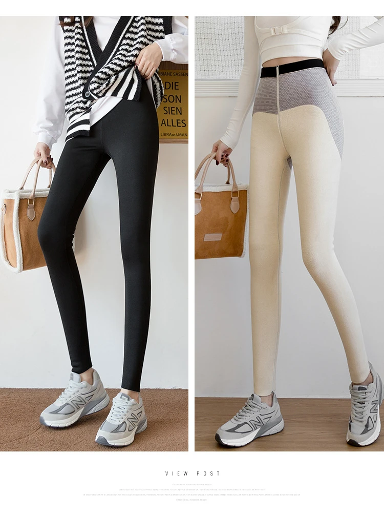 CHRLEISURE Zimske sportske ženske tople crne debele uske Veet hlače elastične push-up modne uske tajice ženske nove_voghion.com