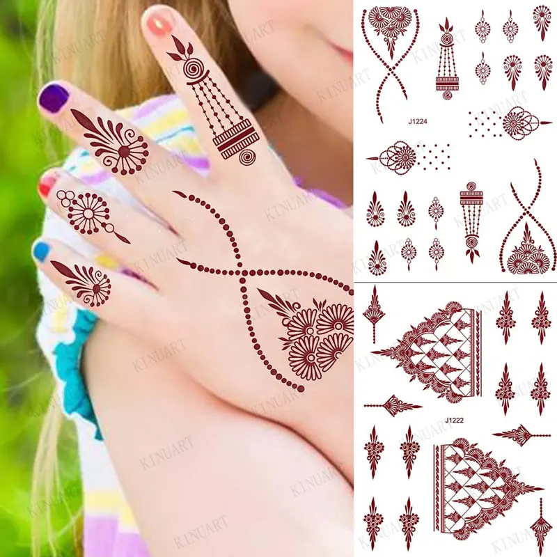 Henna hand tattoo sticker 5 colors – Narkis Fashion