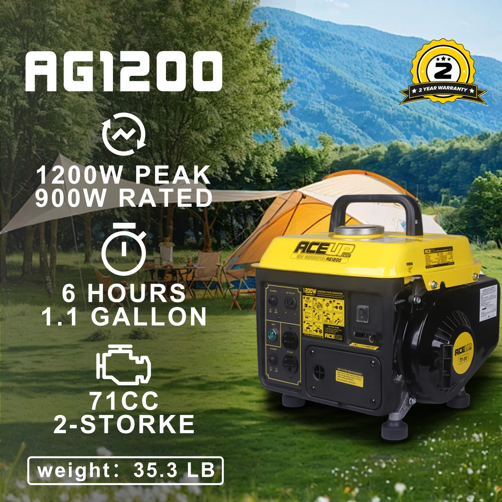 1,200W Gas-Powered Generator, Portable Generator Camping Ultralight, EPA & CARB Compliant