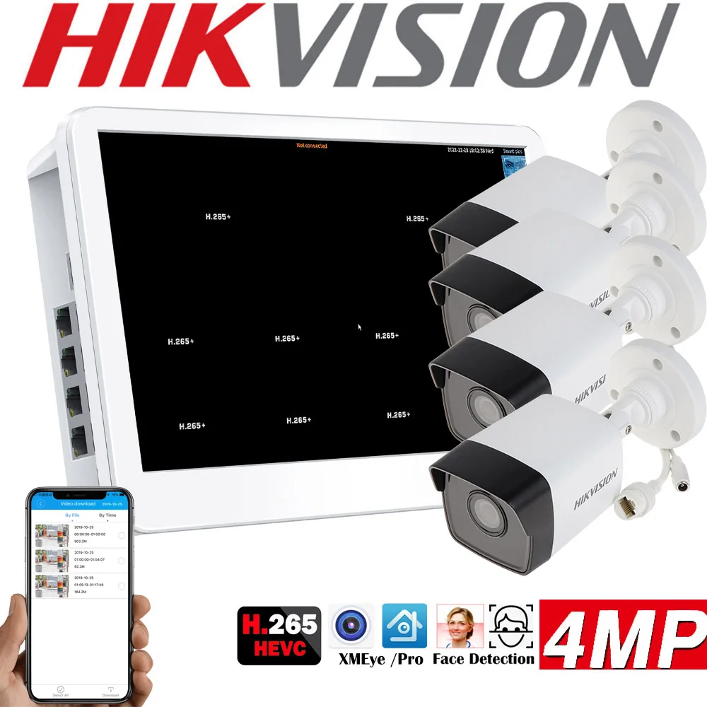 طقم كاميرا IP رصاصة أصلية من hikvision متعدد اللغا...