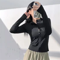 Fashion Zipper Sports Jacket Women's Long Sleeve Running Fitness Tight Top Solid Yoga Quick Drying Coat Casual Simple Clothing - Image 2