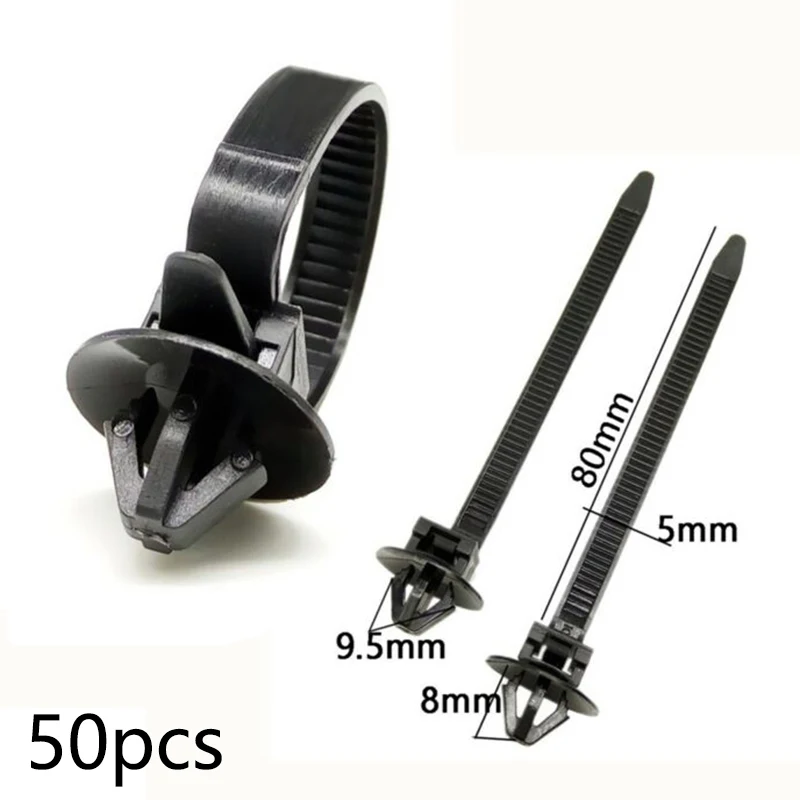 Description Picture 6 of item50pcs Nylon Cable Tie Wrap Fixed Fastener Clips Cars Mount Wire Tie Clip Car Hose Fastening Zip Strap Kit