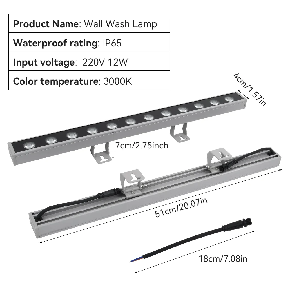벽 세척 조명 AC220V IP65 방수 알루미늄 LED 야외 장식 정원 호텔/공장/상점/예술&과학 박물관 조명