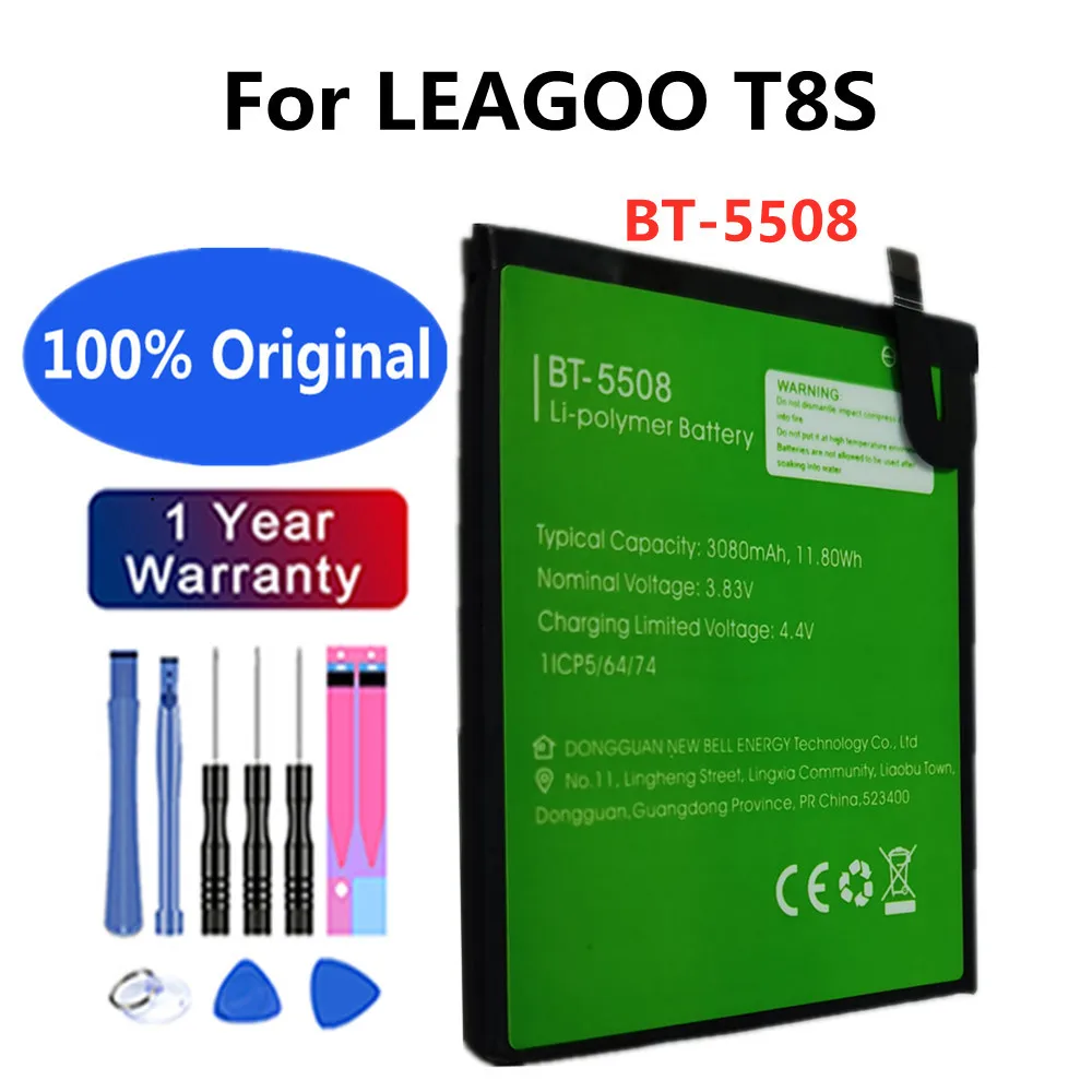 

Высококачественный оригинальный аккумулятор 3080 мАч для LEAGOO T8S BT5508, сменные батареи, батарея с номером отслеживания