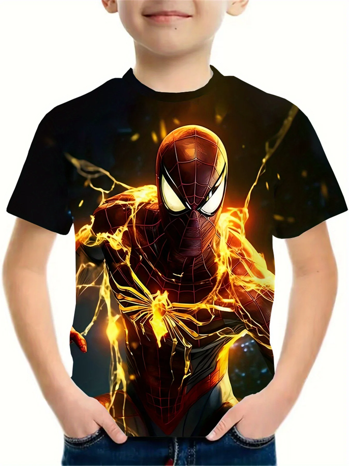 Marvel Spider-Man 3D-Druck Kinder T-Shirt Kurzarm Casual Jungen Superheld Mode Sommer Flamme Spiderman T-Shirt
