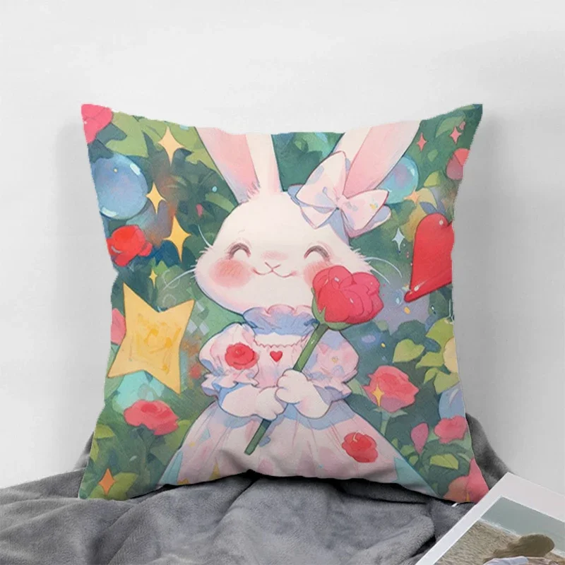 

Cushion Cover Sofa Pillow Couch Pillows Decorative Covers Animal Rabbit Deer Flower Short Plush Bedroom Car Cushions Home Decor