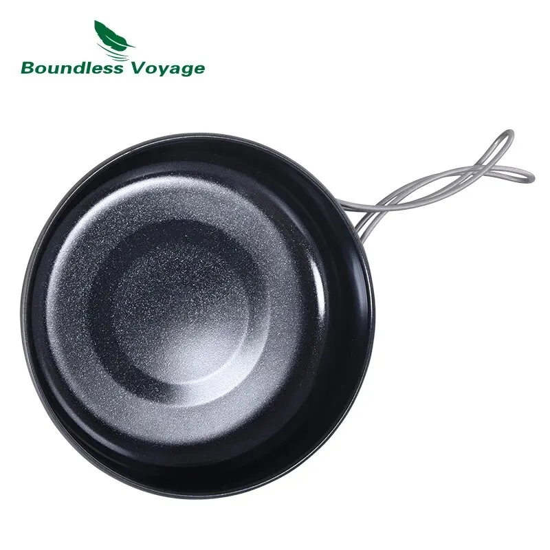 Non Stick Frying Pan Boundless Voyage Titanium Non-stick Frying Pan Ceramic Coating Folding Handle Outdoor Camping Picnic Plate Dish