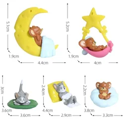Charming Cartoon Character Car Ornaments - Adorable Desk Figurines & Interior Decorations for Anime Enthusiasts and Car Lovers (Tom and Jerry - 5pcs)