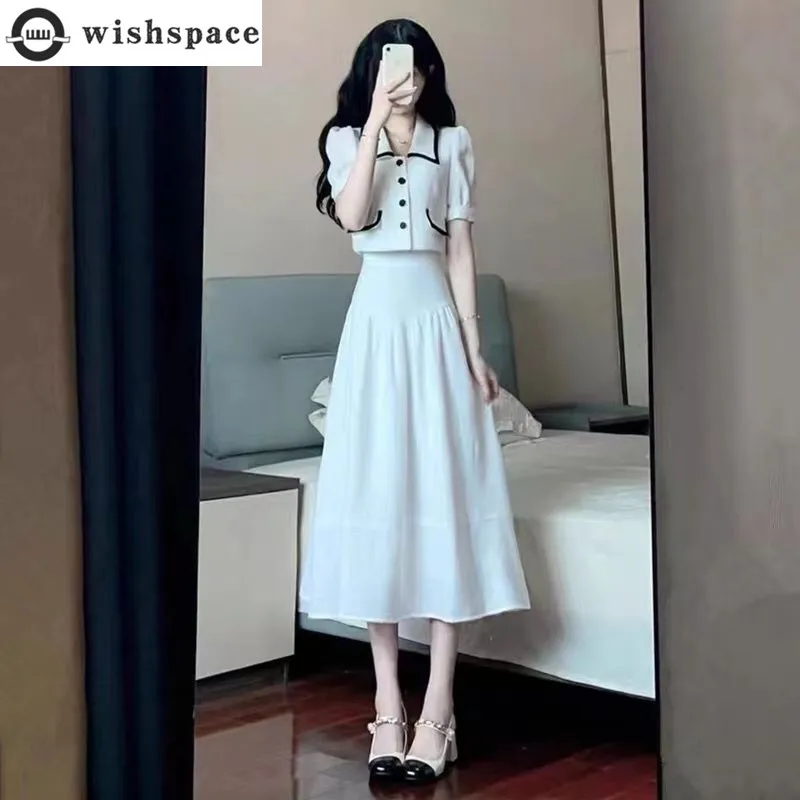 Fashionable Women's Set 2024 New French High End White Dress Elegant and Elegant Small Fragrance Age Reducing Two Piece Set