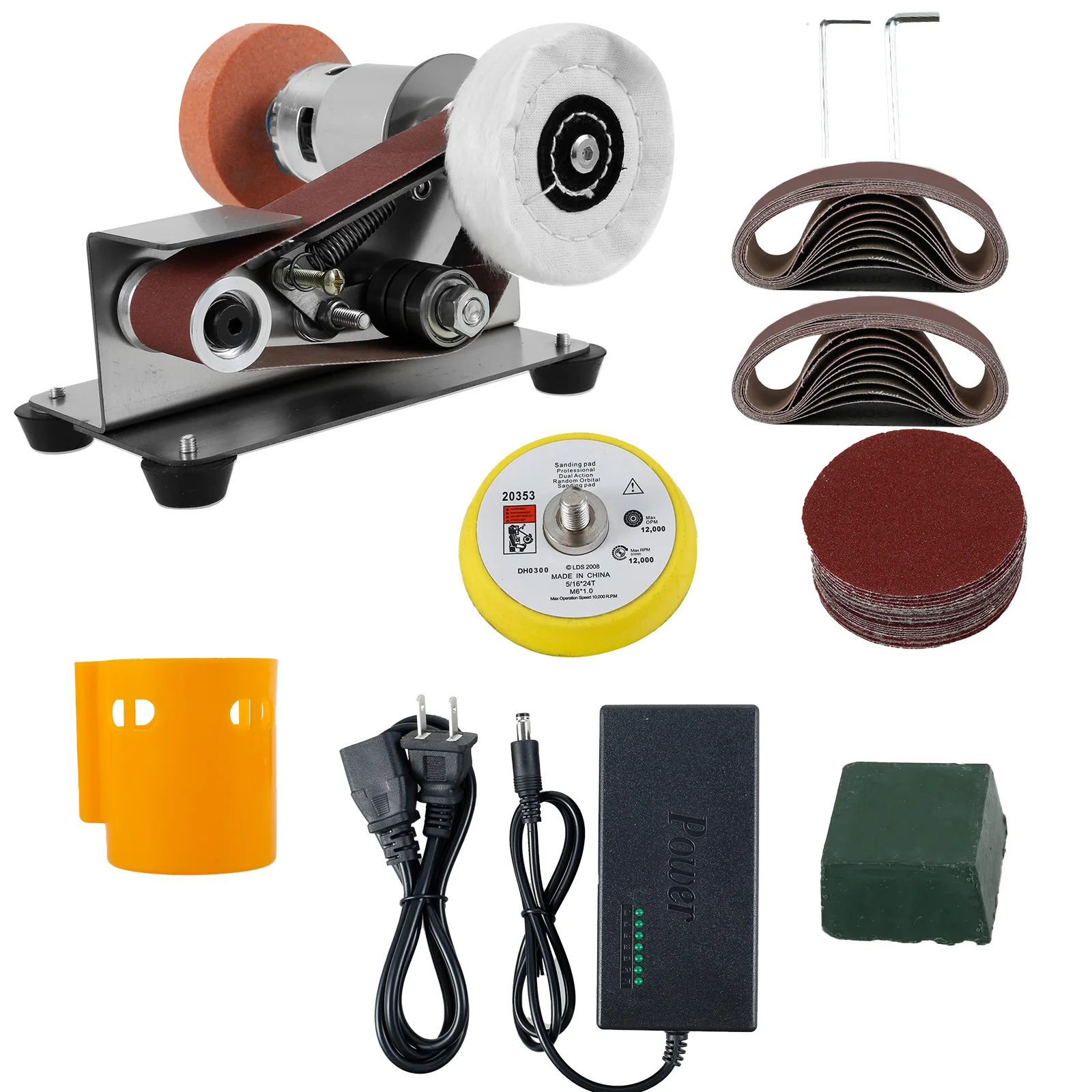 110-220V Electric Belt Sander DIY Polishing Grinding Machine Cutter Edges Sharpener US Plug Multifunction Power Tool Sandbelt 5