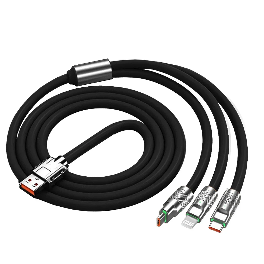 3 In 1 120W iPhone 용 고속 충전 케이블 코드 Huawei poco 6A USB 유형 C 충전기 데이터 케이블 멀티 포트 마이크로 Usb 충전 와이어