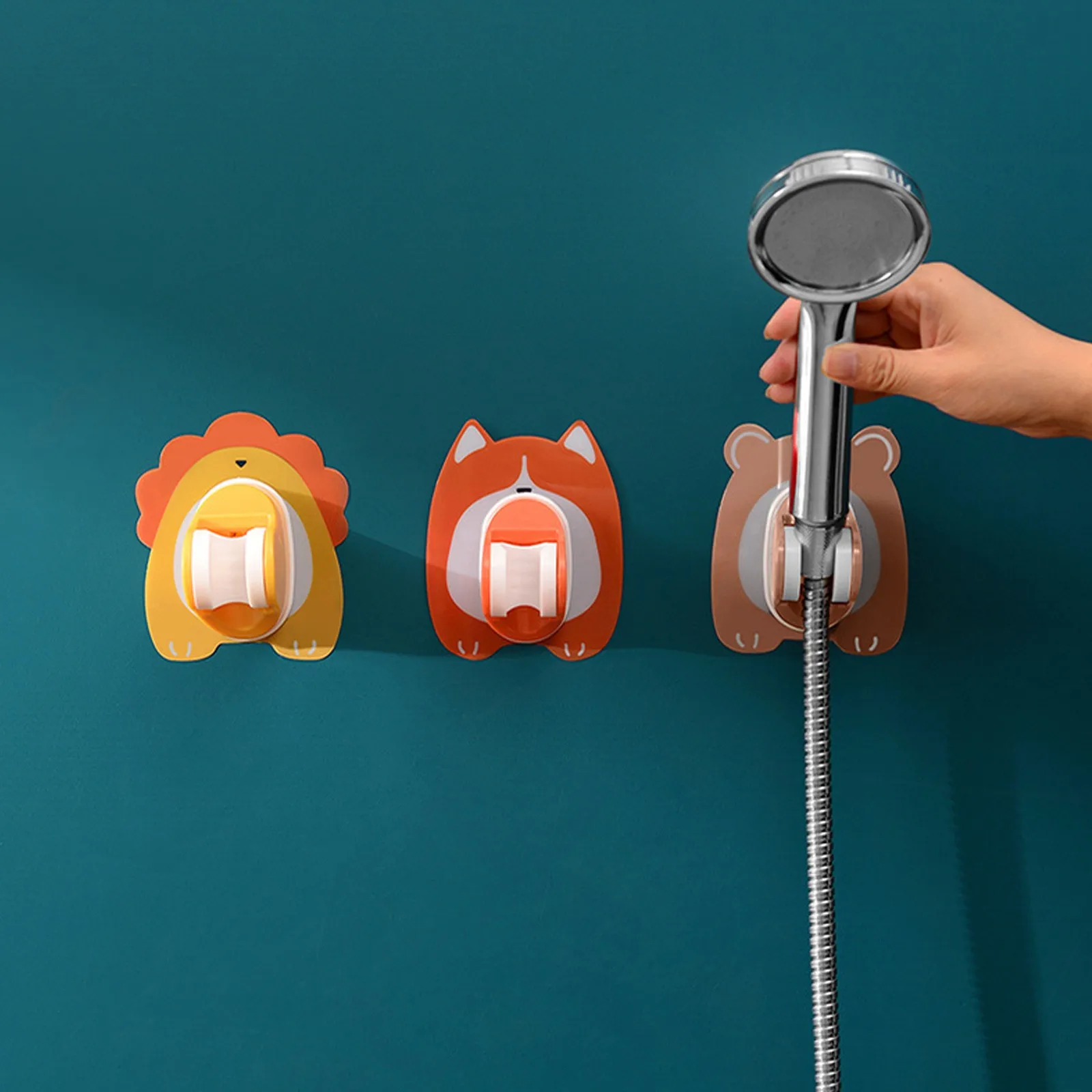 Cartoon Shower Head Holder PunchFree Adjustable Shelf Srorage Rack