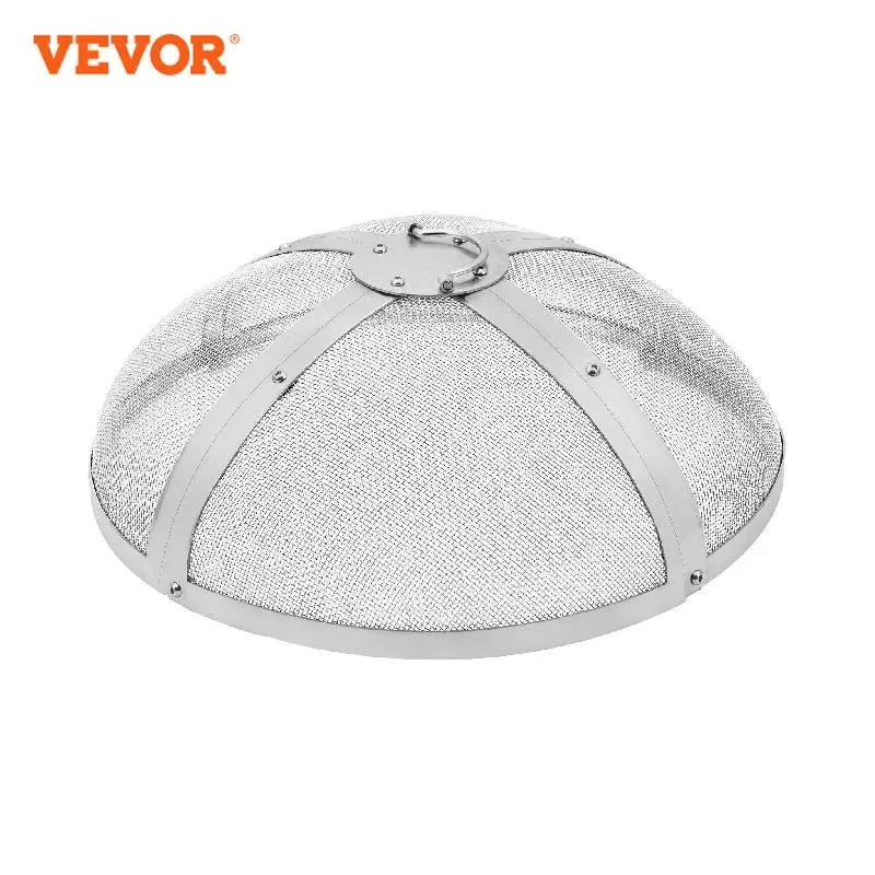 VEVOR Fire Pit Spark Screen Round Reinforced Heavy Duty Steel Metal Cover Outdoor Firepit Lid Easy-Opening Top Screen Covers