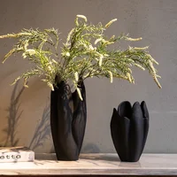 Ceramic Vase Irregular Pleated Scrub Ceramic Handicraft Flower Vase Floral Arrangement Accessories Terrarium Home Decoration 1