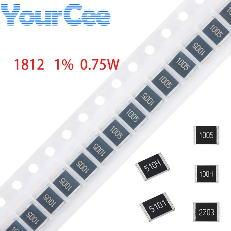 50 шт. резистор 1812 SMD 1% 0,75 Вт 0 ~ 10 м 0 2 3,3 5,6 10 12 20 30 36 47 51 82 100 200 680 820 1K 2K 6,2 K 10K 20K 22K 200K 1M Ом