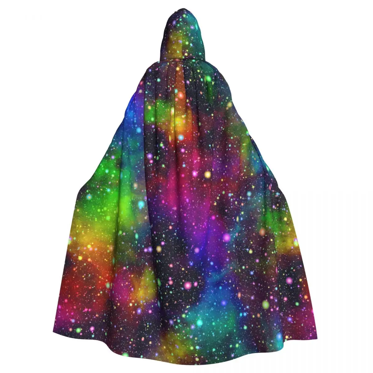 

Adult Halloween Nebula Night Starry Sky In Rainbow Colors Cloak Cape Hooded Medieval Costume Full Length Dress Coat