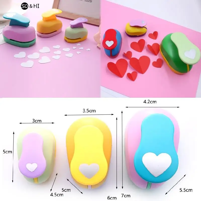 1PC Plastics Heart Hole Punch DIY Embossing Device Children's Educational Embossing Machine Manual Paper Cutter School Supplies paper cutter,paper punch,hole punching tools,paper craft punch,embossing maker