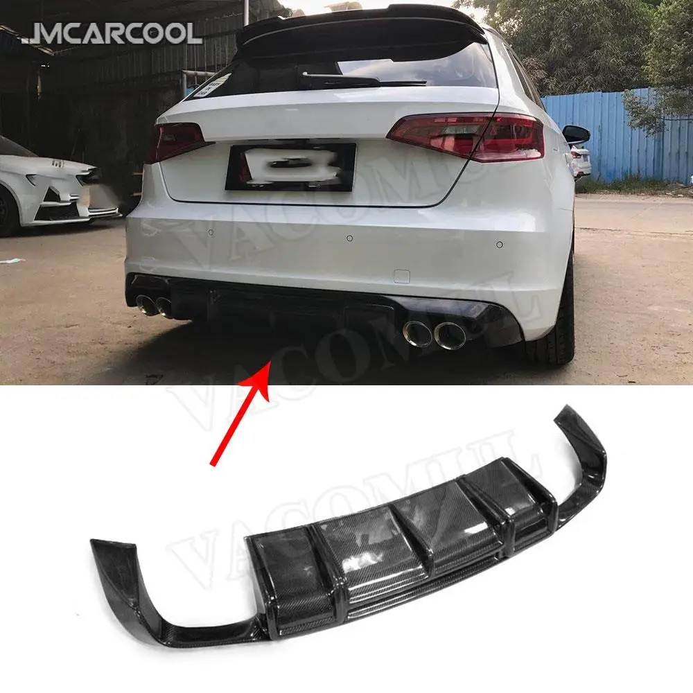 

Rear Lip Spoiler Diffuser Carbon Fiber for Audi A3 Sline S3 Sedan 4 door Not A3 Standard 2013 2014 2015 2016 2017 Hatchback car