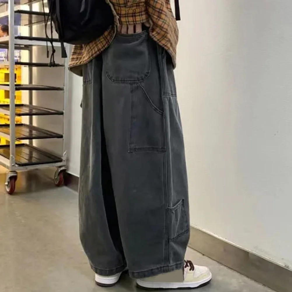 

Mens Pants Regular Solid Color Streetwear Non Stretch 1 Pc Casual Japanese Harajuku Loose Wide Leg Cargo Pants