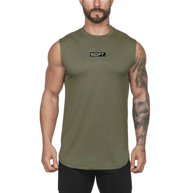 

New Brand Mens Workout Training Gym Running Breathable Fitness Singlets Sleeveless O-Neck Vest Fashion Casual Sporting Tank Top