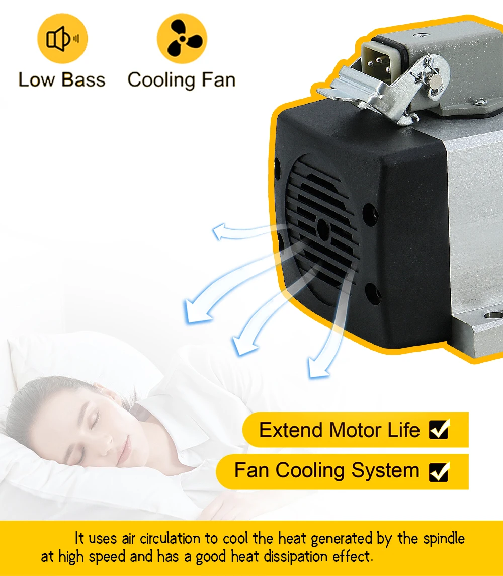 1,5 kW CNC-Spindelmotor 220 V ER11-Spindel 0,6 Nm 24000 U/min + 1500 W VFD 50/60 Hz + 7 Stück ER11-Spannzange – Detail 3