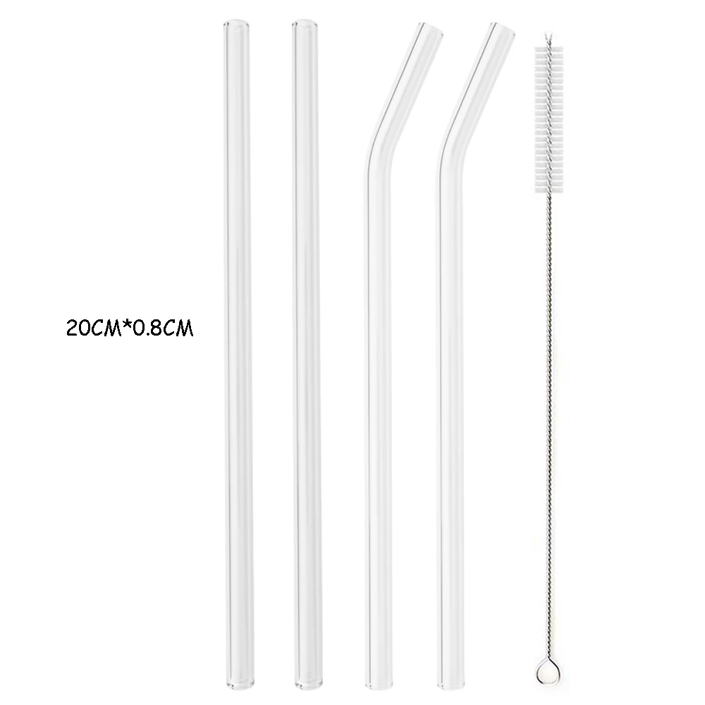 Eco-Friendly Reusable High Borosilicate Glass Straw - Wide 8mm for Cocktails, Smoothies, and Milkshakes