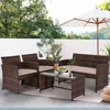4 Pieces Outdoor Patio Furniture Sets Rattan Chair Patio Set Wicker Conversation Set Poolside Lawn Chairs Porch Poolside Balcony 2