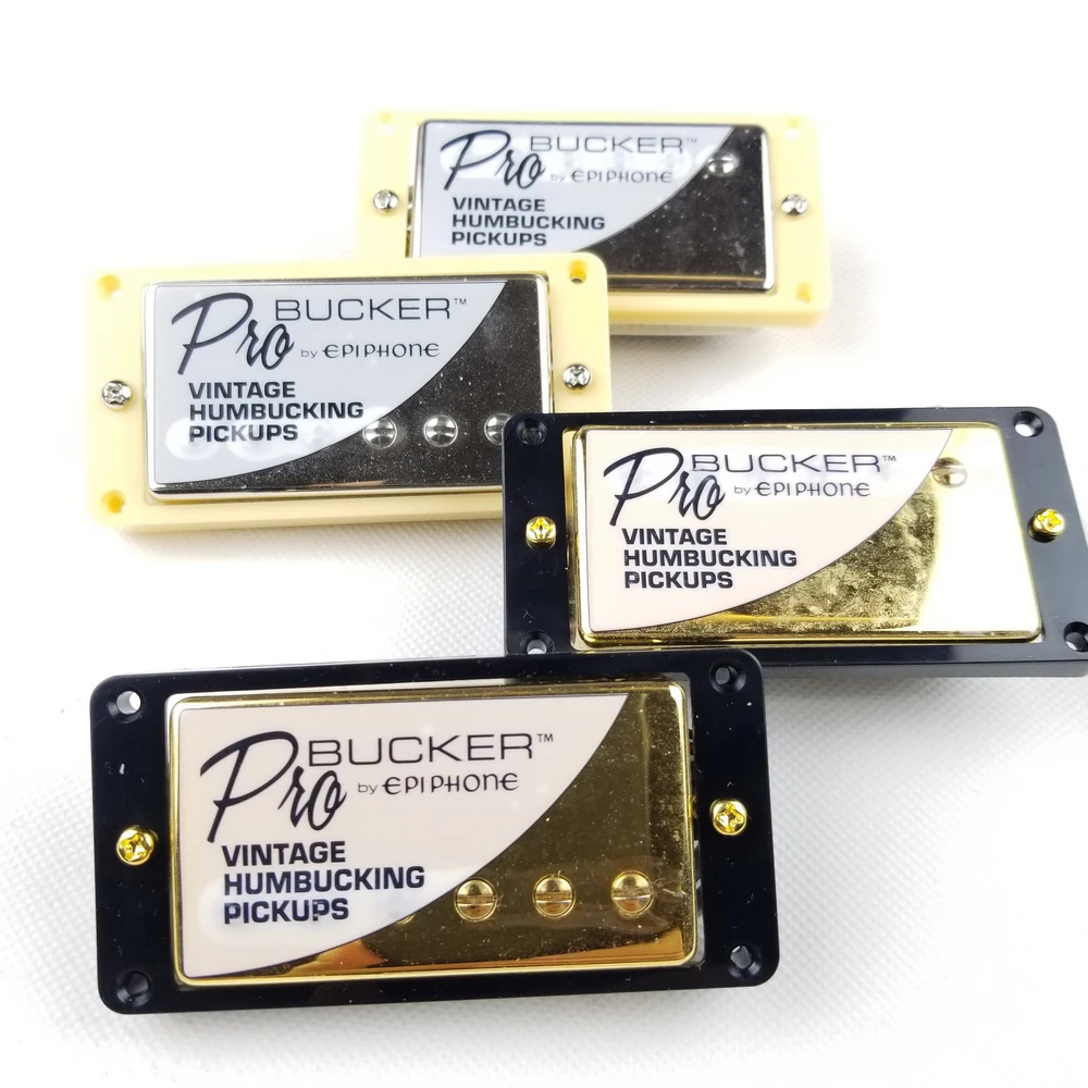 

1 Set Original Genuine Epi LP Standard PRO Electric Guitar Alnico Humbucker Pickup Nickel / Gold Cover