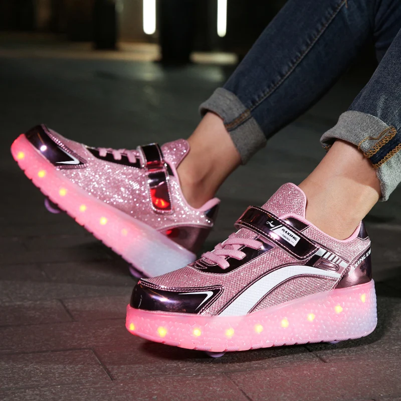 

Roller Skates Shoes Children Boys Girls Kids Sports Games 2022 Gift Fashion Casual Women Led Lighted Boots 2 Wheels Sneakers