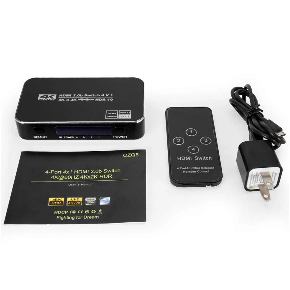 HDMI-compatible Switch 4K Switcher 4 In 1 Out Full HD 1080P Video Cable Splitter