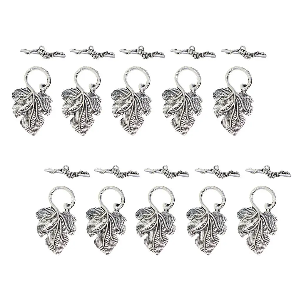 

10 Sets Leaf Shape OT Toggle Clasp Connectors Jewelry DIY Hooks -