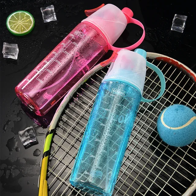600ML Sports Water Bottle Drinking Spray Fog Water Bottle Male and Female Plastic Water Bottle for Cycling Hiking Outdoor Gym 4