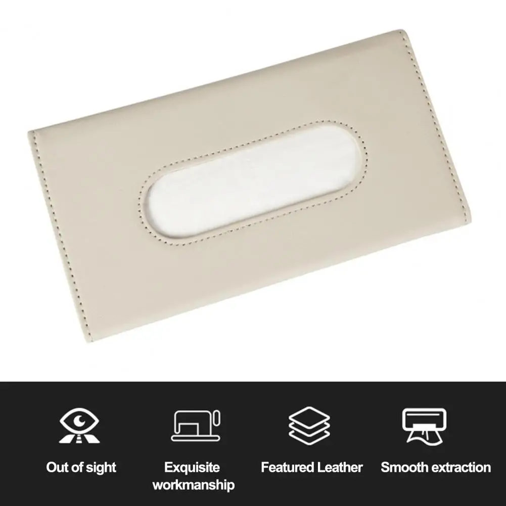 

Car Tissue Box Holder Easy to Car Tissue Dispenser Versatile Car Tissue Holder Faux Leather Visor Napkin Case for Home Vehicle