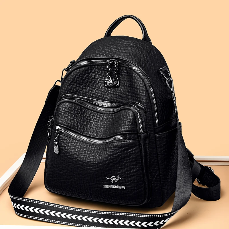 

Travel Bagpack Ladies Bookbag Rucksack Women Large Capacity Backpack Purses High Quality Leather Female Vintage Bag School Bags