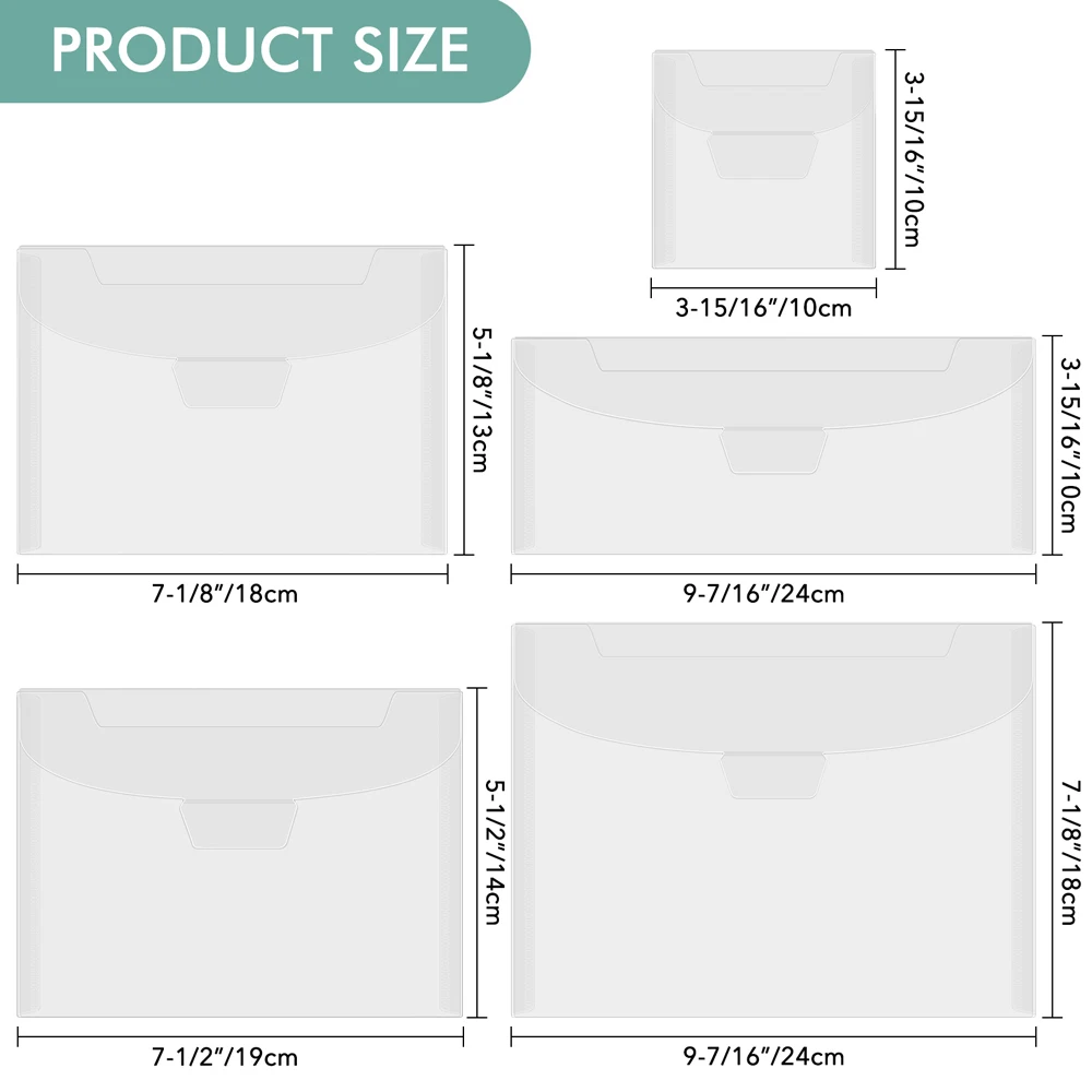 10 Pack Various sizes Envelope,Stamp and Die Storage Bags Clear Plastic Envelope Folder Document Envelopes Photo Storage Folders