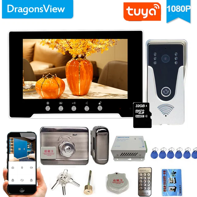 Dragonsview  7 Inch Wifi Video Intercom With Lock Wirelesss Video Door Phone Intercom System  Unlock Doorbell with Camera Record 2