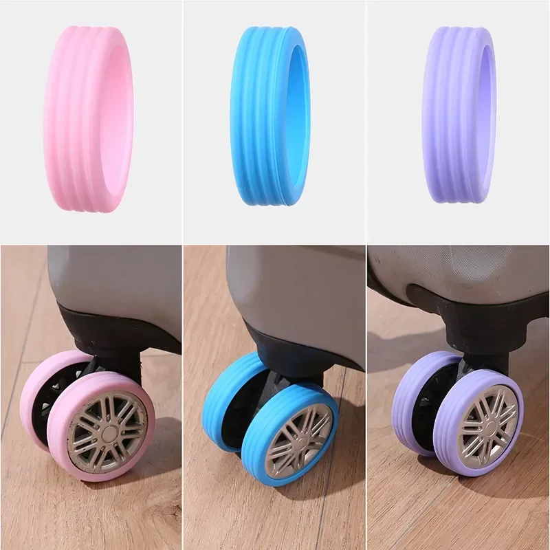 4Pcs Silicone Travel Luggage Caster Shoes with Silent Sound Suitcase Wheels Protection Cover Trolley Box Casters Cover Accessory