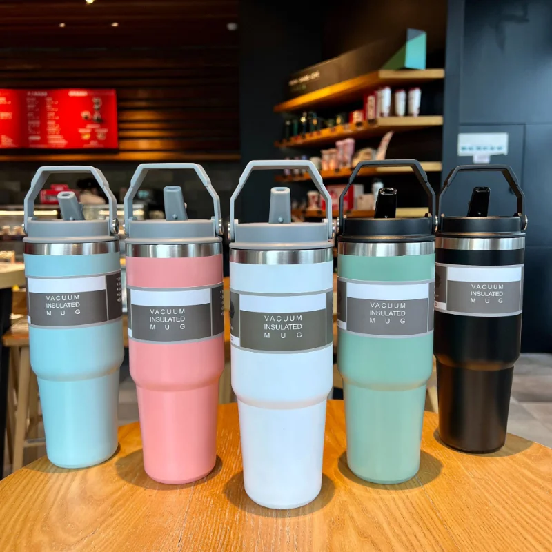 

Portable Ice Bar Car Cup Car Coffee Straw Water Cup Stainless Steel Large Capacity Insulation Keep Cold Sports Pot Thermal Cup