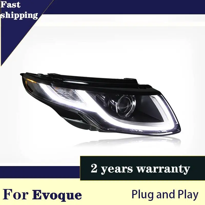 

Car Styling For Rang Rover Evoque Headlight 2013 2014 2019 Head Lamp Yellow Turn Signal Double Lens Auto Accessories