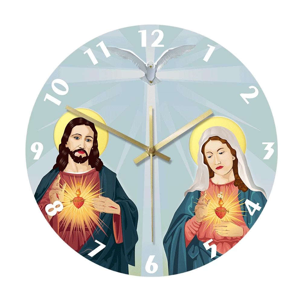 Jesus Christ And Blessed Virgin Mary Wall Clock Christian Prayer Home Decor  Modern Design Silent Clock Religious Catholic Gift - Wall Clocks -  AliExpress