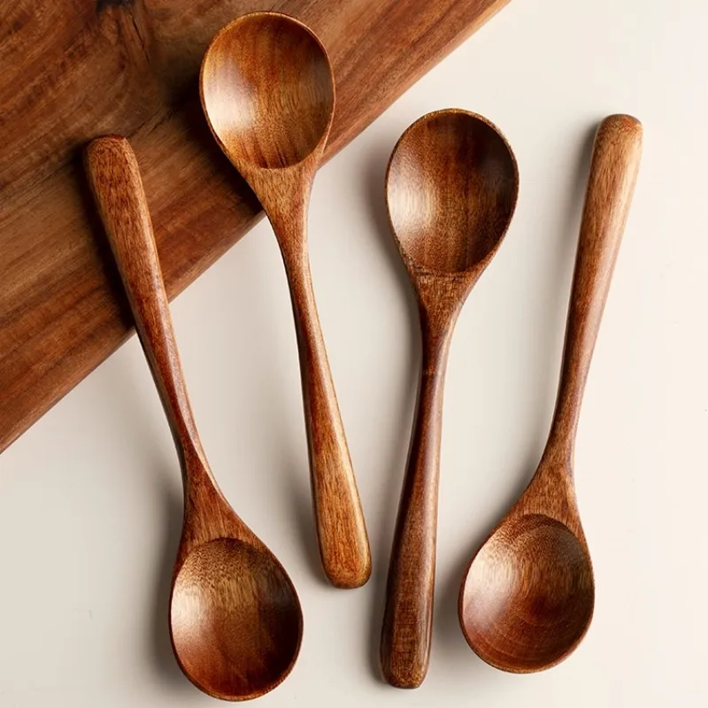 Wooden Spoon Kitchen Bar Supplies Four Piece Pack Creative Simple Soup Spoon Suitable for Honey Drinking Soup Drinking Coffee Reusable