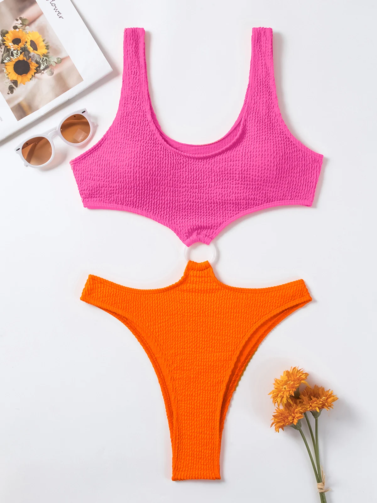 Women One Piece Swimsuit Textured Female Swimwear High Waist Monokini Push Up Swimming Suits Beachwear Beach Bodysuit one piece swimsuit
